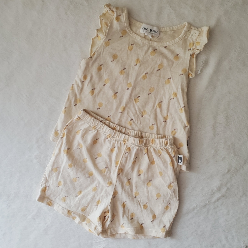 Rabbit & Bear Organic Cotton Lemon Matching Set